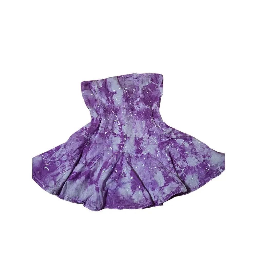 Custom Hand Dyed Strapless Denim Mini Dress